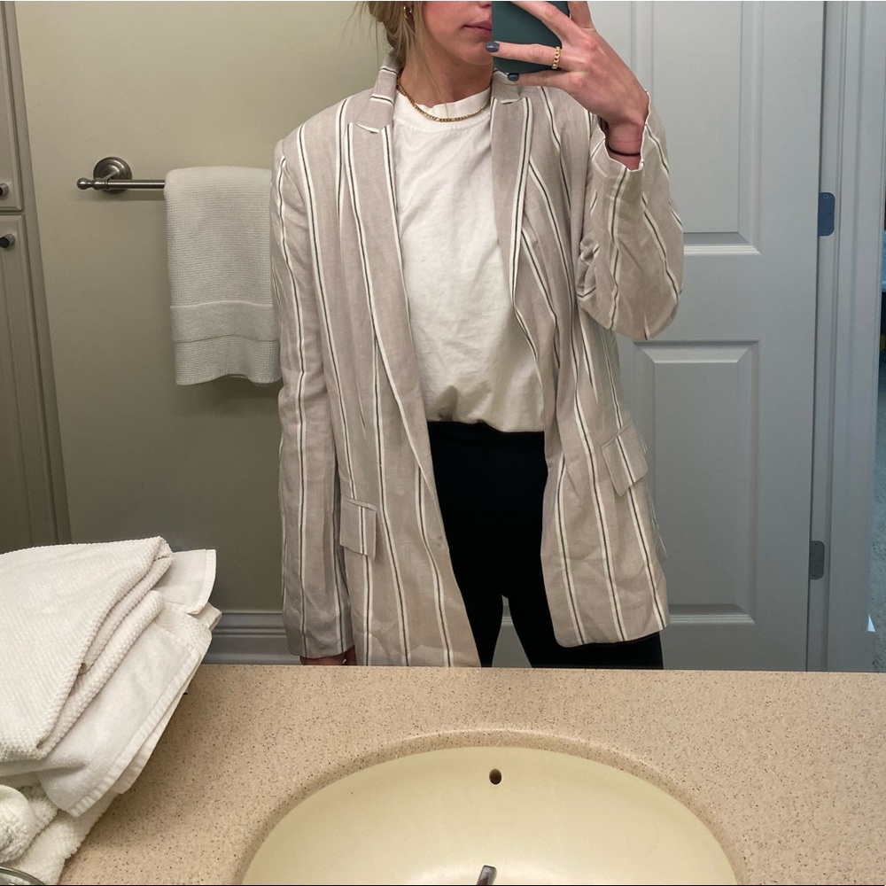 H&M Linen Striped Blazer